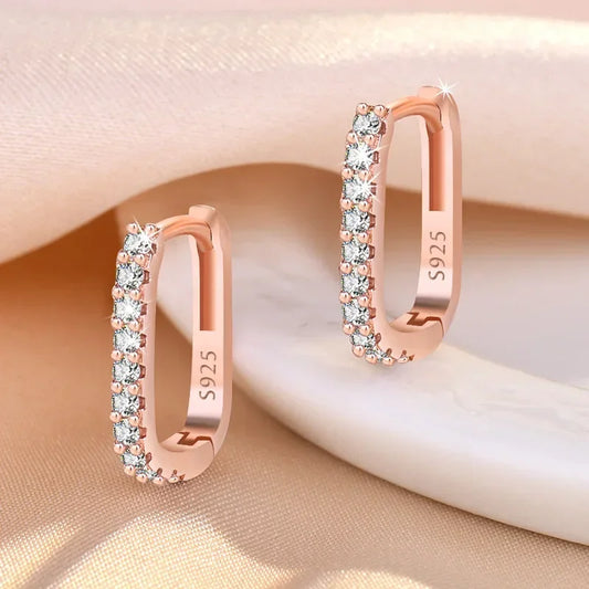 High-Quality 925 Sterling Silver Crystal Fashion Circle Hoop Earrings for Women