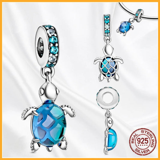 925 Sterling Multiple Shapes Silver Dangle Beads Charm Bracelet