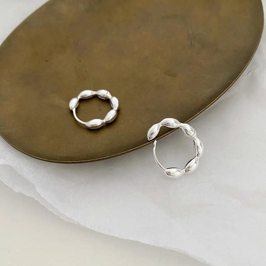 REETI 925 Sterling Silver Olive Branch Hoop Earrings