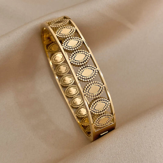 AENSOA Inlaid Rhinestone Zircon Stainless Steel Bracelet