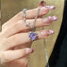 Y2K Purple Crystal Heart Pendant Necklace for Women