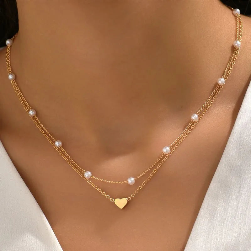 FTCY 14K Gold 3 Pcs Pearl Necklace Set for Women