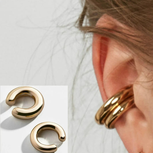 Fake Piercing Ear Cuff Double Circle Faux Earrings