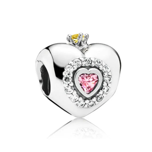 Spring Pink Series 925 Sterling Silver Enamel Dangle Pendant Bracelet