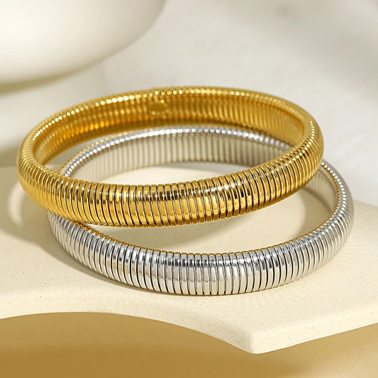 AENSOA 316L Stainless Steel Simple Stripe Opening Bracelet