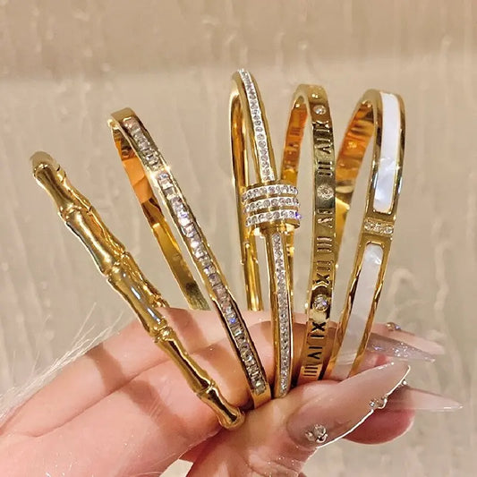 1Pc Titanium Steel Stainless Steel Gold Plated Bracelet for Women