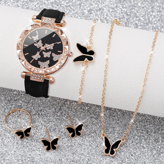 5Pcs/Set Fashion Butterfly Women Watch