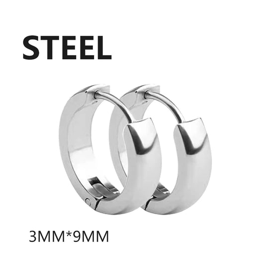1 Pair Multi Types UNISEX Black Gold Color Stainless Steel Earrings
