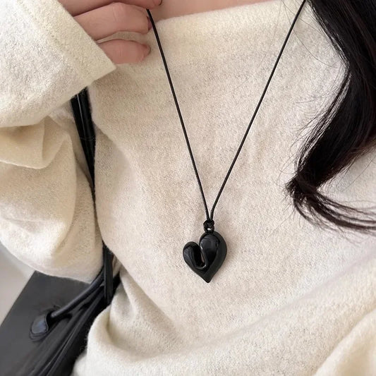 LATS Vintage 80s Red Heart Pendant Necklace