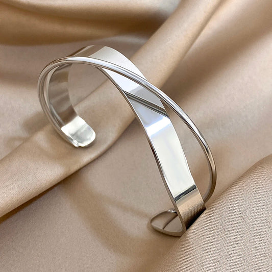 AENSOA Simple Smooth Stainless Steel Bracelet