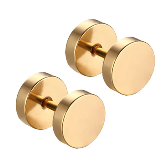 1 Pair Multi Types UNISEX Black Gold Color Stainless Steel Earrings