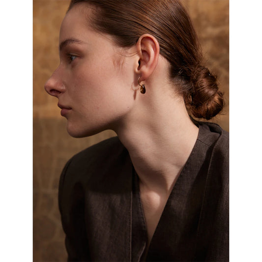 Natural Stone Water Drop Hoop Earrings for Women