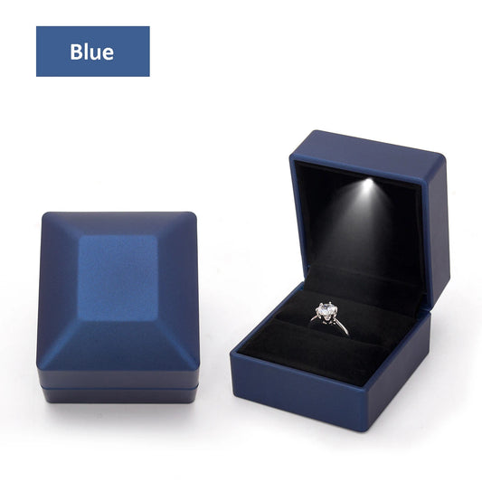 LED Ring Necklace Pendant Box Luxury Velvet Rubber with Light