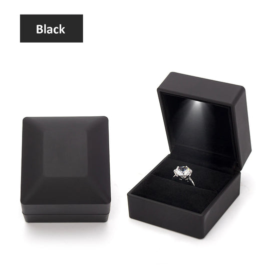 LED Ring Necklace Pendant Box Luxury Velvet Rubber with Light