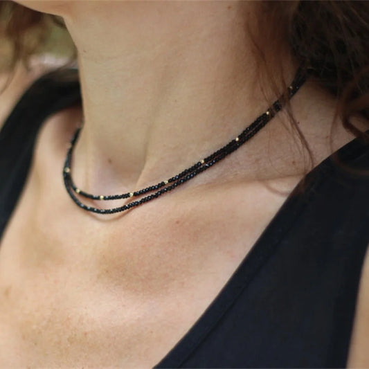 YC-UPGO Fashionable Black Crystal Bead Necklace