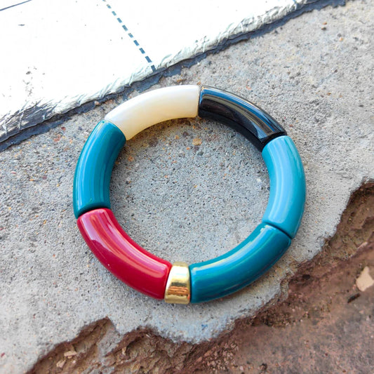 FISHSHEEP Bohemia Acrylic Colorful Bamboo Stackable Chunky Bracelet