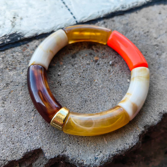 FISHSHEEP Bohemia Acrylic Colorful Bamboo Stackable Chunky Bracelet