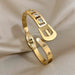 AENSOA Inlaid Rhinestone Stainless Steel Open Bracelet for Women