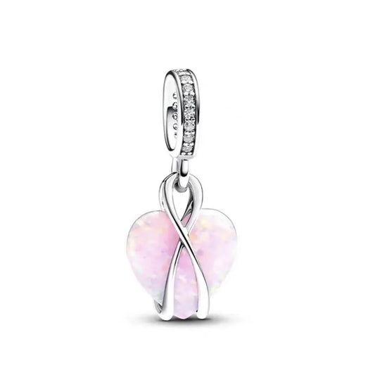 Spring Pink Series 925 Sterling Silver Multi Shapes Enamel Dangle Pendant