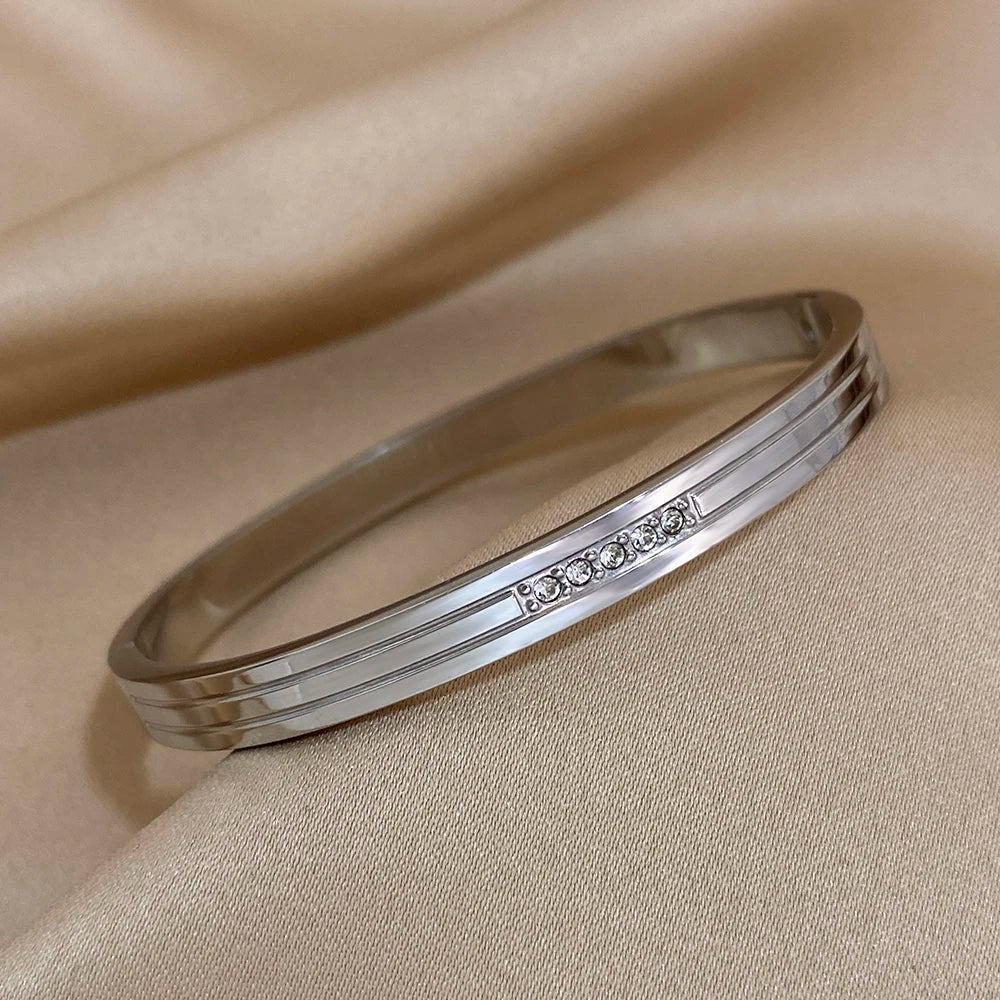AENSOA Rune Texture Charm Stainless Steel Bracelet