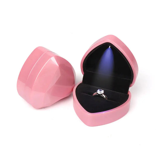 LED Ring Necklace Pendant Box Luxury Velvet Rubber with Light