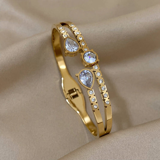 AENSOA Trend Charm 18K Gold Plated Stainless Steel Bracelet