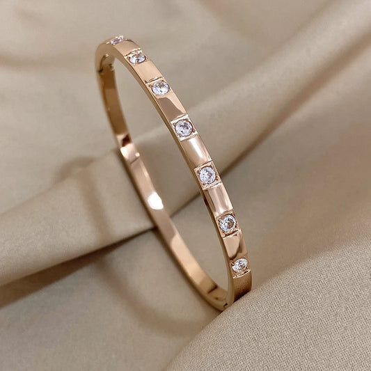 AENSOA Simple Classic Gold Plated Stainless Steel Bracelet
