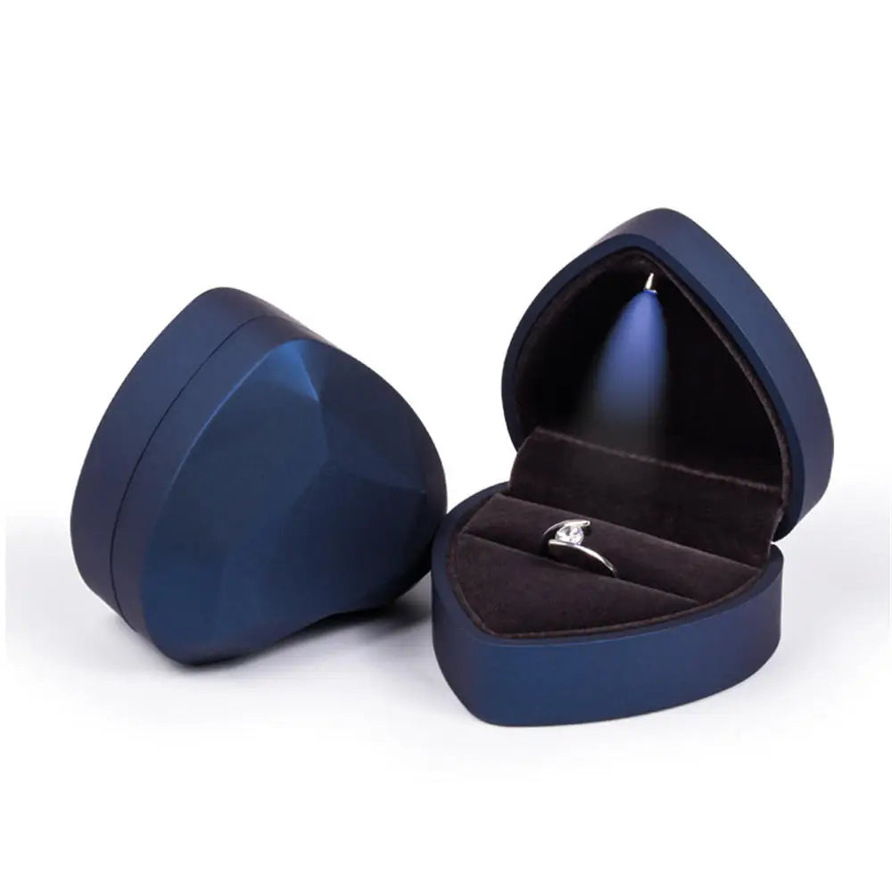 LED Ring Necklace Pendant Box Luxury Velvet Rubber with Light
