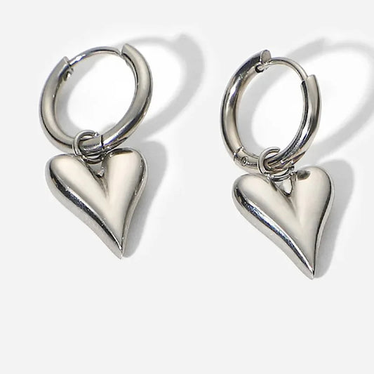 Stainless Steel Heart Pendant Earrings for Women