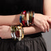 FISHSHEEP Bohemia Acrylic Gold and Silver Color Chunky Bamboo Bracelet