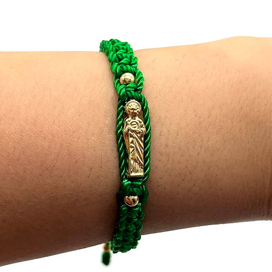 12Pcs Medium Size God Of Wealth Green Nylon Woven Bracelet