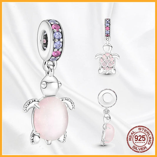 925 Sterling Multiple Shapes Silver Dangle Beads Charm Bracelet