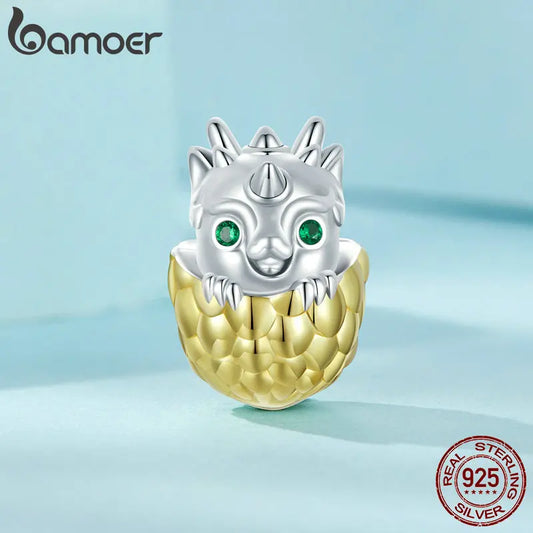 BAMOER  925 Sterling Silver Easter  Cute Dragon Egg Beads Bracelet