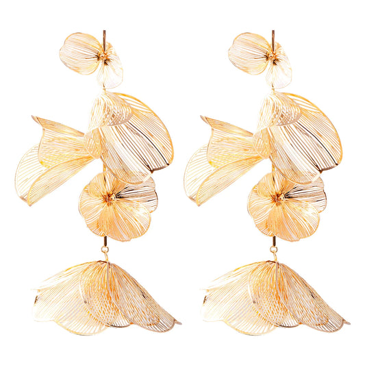 Long Tassel Flower Drop Dangle Earrings