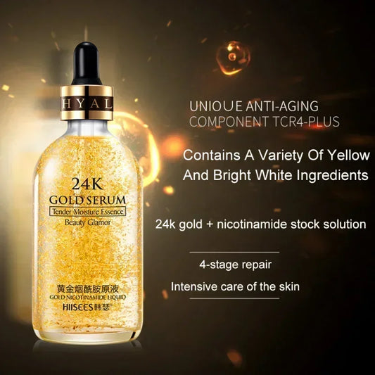 BIAOQUAN 24K Gold Face Serum Tender Moisture Essence for Women