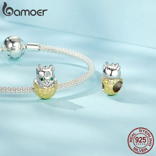 BAMOER  925 Sterling Silver Easter  Cute Dragon Egg Beads Bracelet