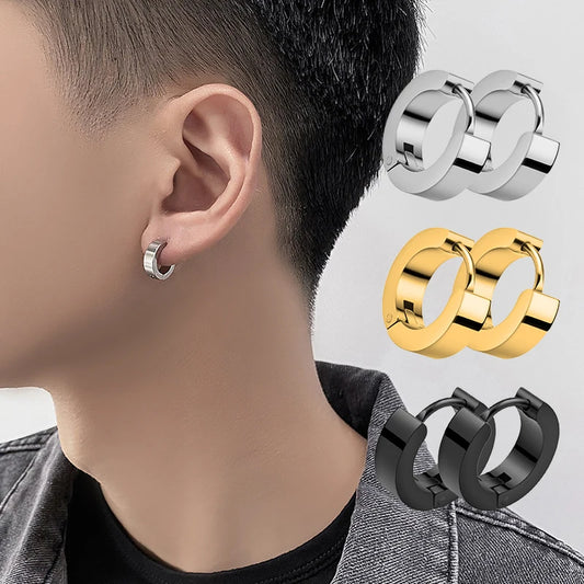 1 Pair Multi Types UNISEX Black Gold Color Stainless Steel Earrings