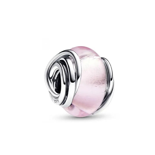 Spring Pink Series 925 Sterling Silver Enamel Dangle Pendant Bracelet