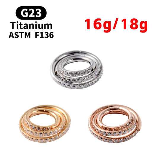 UHERA 18G/16G G23 F136 Titanium Round Earrings and Nose Ring Piercing