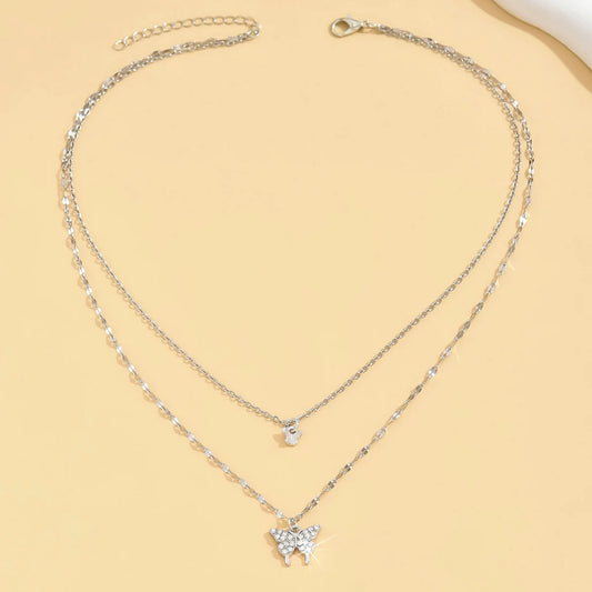 Sparkling Double Layer Butterfly Necklace for Women