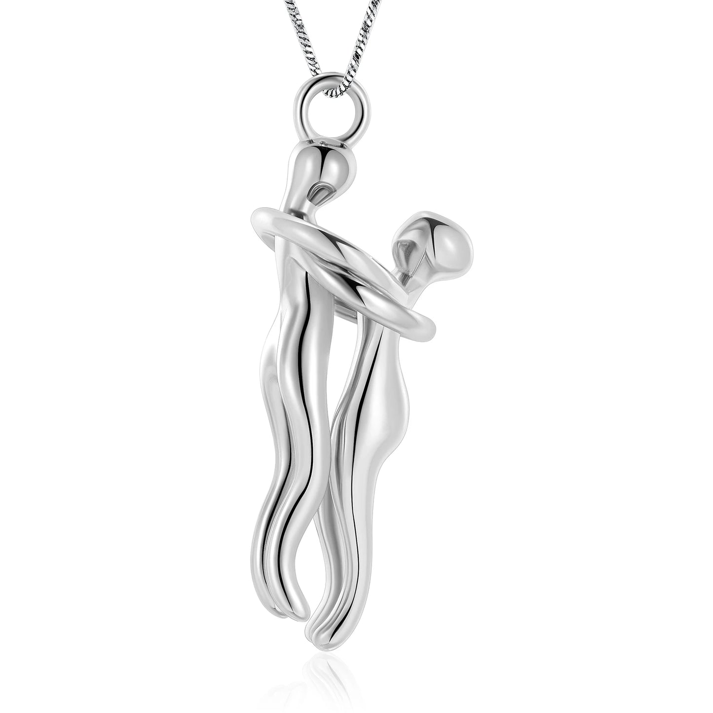 Couple Snuggle Hug Cremation Charm Pendant Necklace