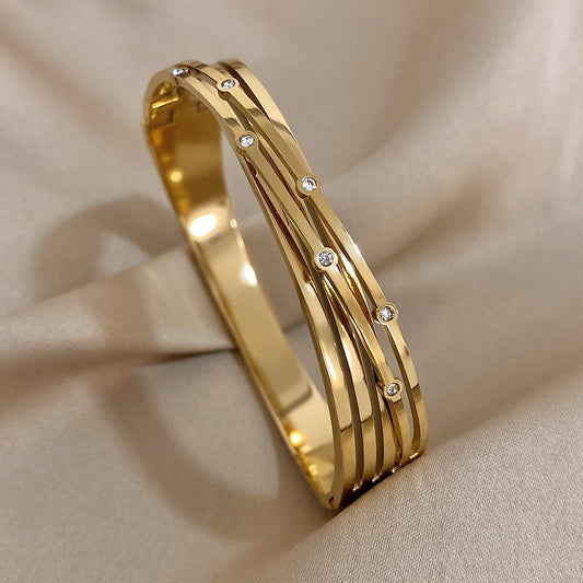 AENSOA 316L Stainless Steel Charm Geometric Bracelet
