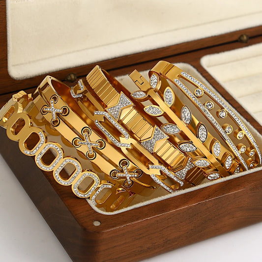 AENSOA Trend Charm 18K Gold Plated Stainless Steel Bracelet