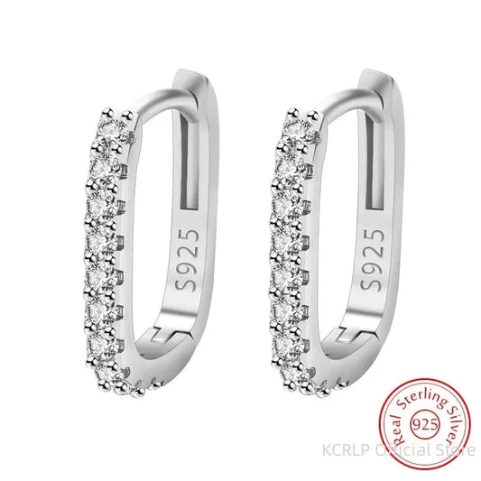 High-Quality 925 Sterling Silver Crystal Fashion Circle Hoop Earrings for Women