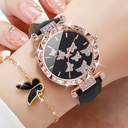 5Pcs/Set Fashion Butterfly Women Watch