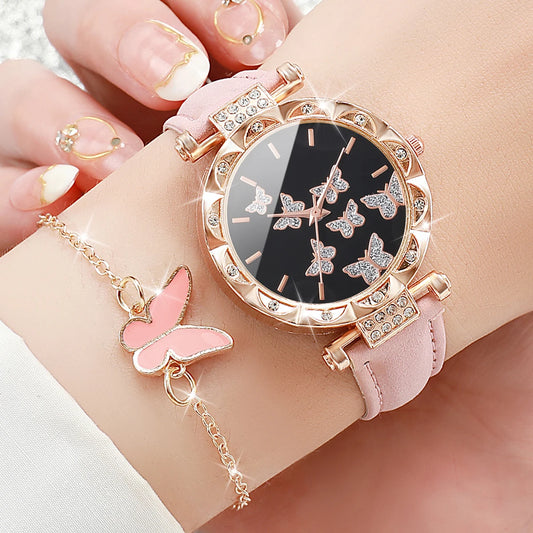 5Pcs/Set Fashion Butterfly Women Watch
