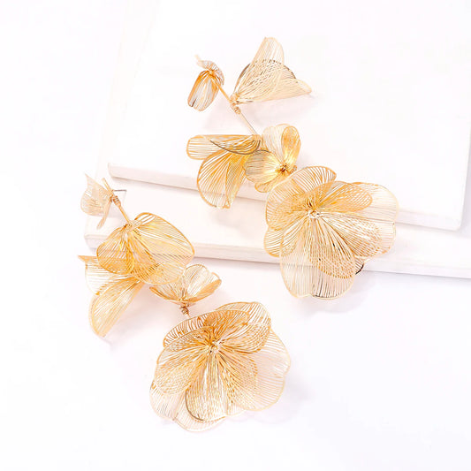 Long Tassel Flower Drop Dangle Earrings