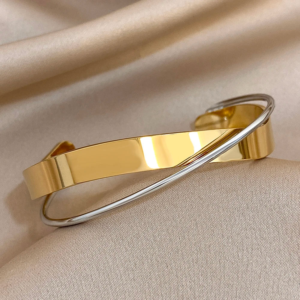 AENSOA Simple Smooth Stainless Steel Bracelet