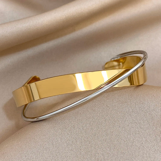 AENSOA Simple Smooth Stainless Steel Bracelet