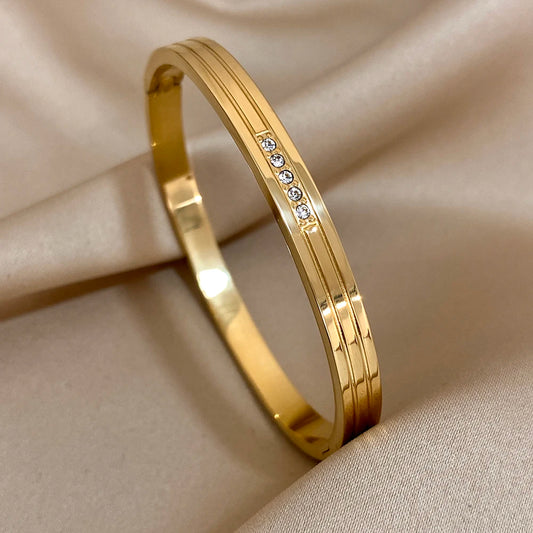 AENSOA Rune Texture Charm Stainless Steel Bracelet